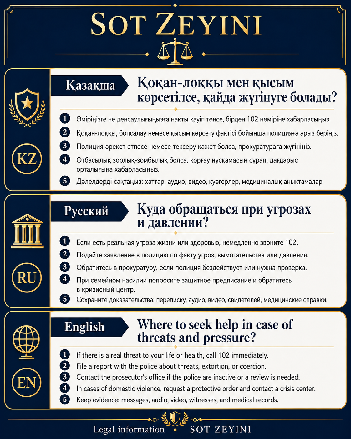 Қорқыту және қысым көрсету бойынша қайда арыздануға болады?
