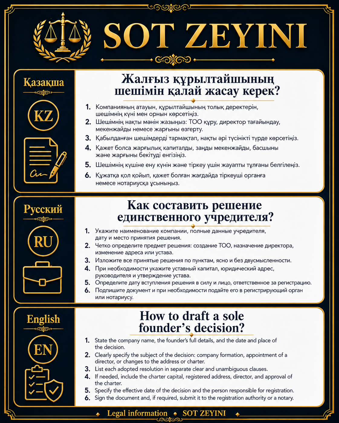 Құрылтайшы шешімі қалай жазылады?