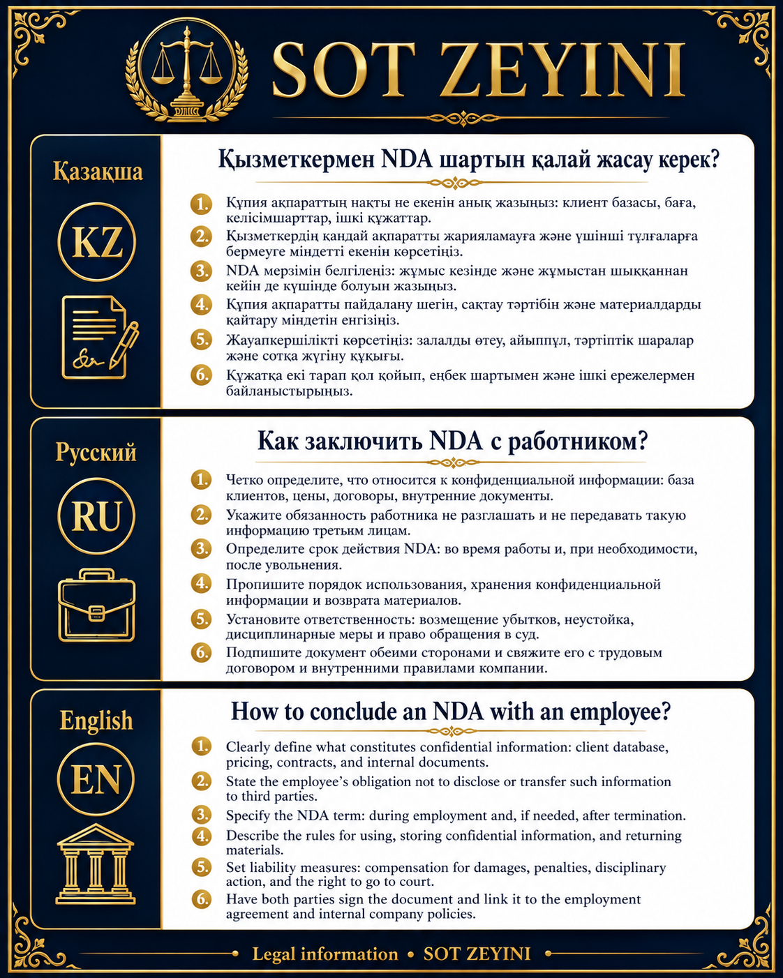 Қызметкермен NDA келісімін қалай жасау керек?