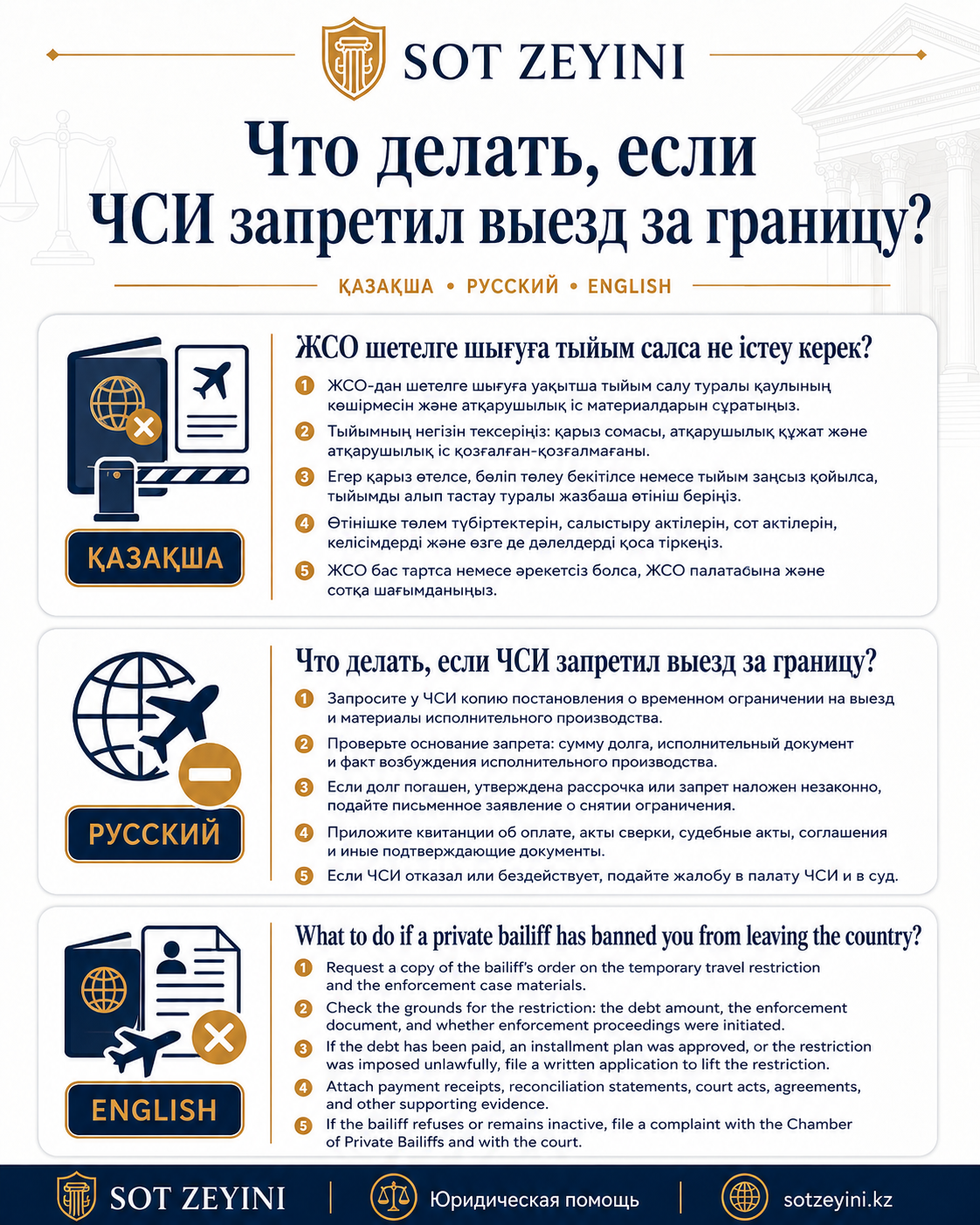 ЧСИ шетелге шығуға тыйым салса не істеу керек?