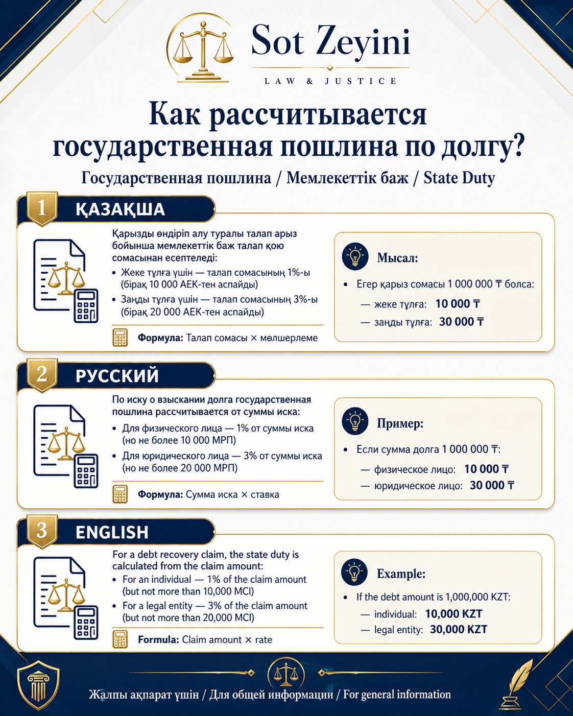 Қарыз бойынша мемлекеттік баж қалай есептеледі?
