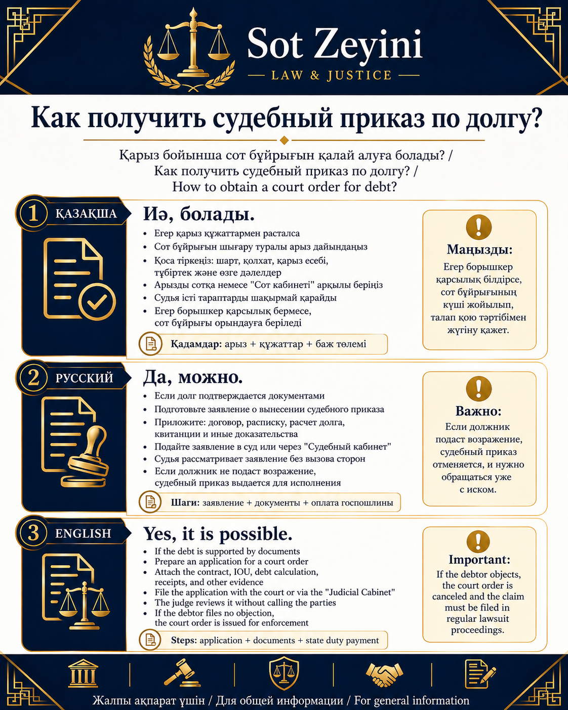Қарыз бойынша сот бұйрығын қалай алуға болады?