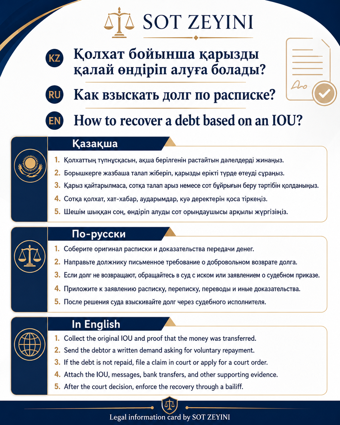 Расписка арқылы қарызды қалай өндіріп алуға болады?